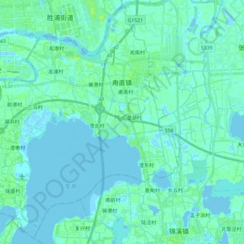 Topografische Karte 甪直镇, Höhe, Relief