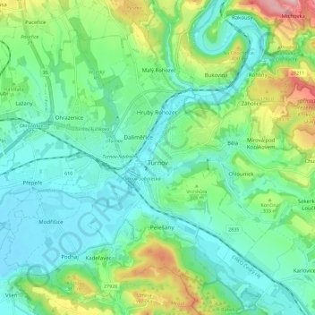 Topografische Karte Turnau, Höhe, Relief