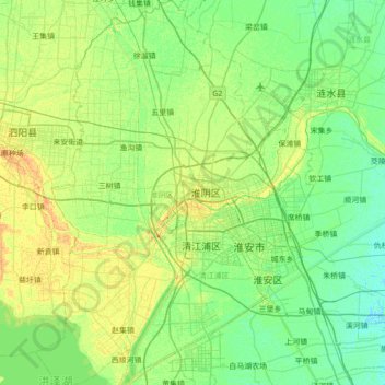 Topografische Karte 淮阴区, Höhe, Relief