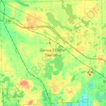 Topografische Karte Genoa Charter Township, Höhe, Relief