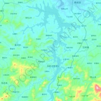 Topografische Karte 鲇鱼山水库, Höhe, Relief