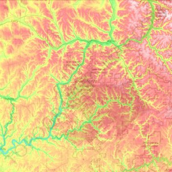 Topografische Karte Allegheny National Forest, Höhe, Relief