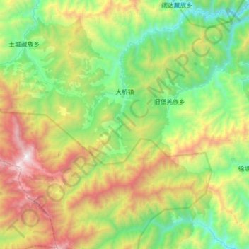 Topografische Karte 大桥镇, Höhe, Relief