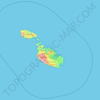 Topografische Karte Malta, Höhe, Relief