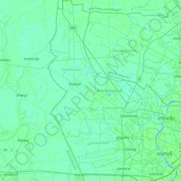 Topografische Karte Nonthaburi Province, Höhe, Relief