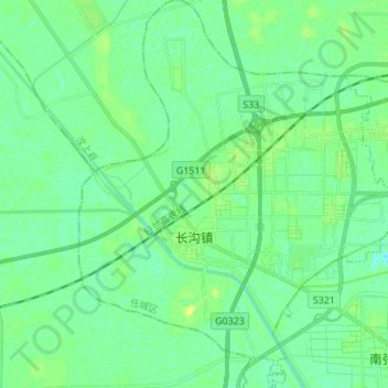 Topografische Karte 长沟镇, Höhe, Relief