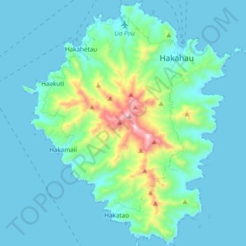 Topografische Karte Ua Pou, Höhe, Relief