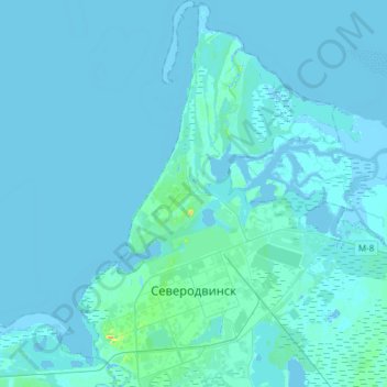 Topografische Karte Severodvinsk, Höhe, Relief