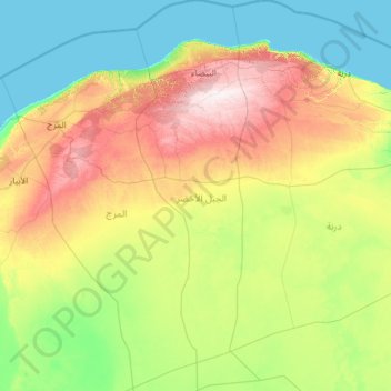 Topografische Karte Jabal al Akhdar, Höhe, Relief