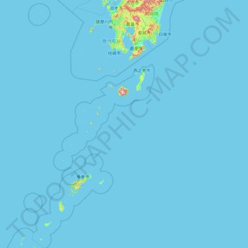 Topografische Karte Präfektur Kagoshima, Höhe, Relief