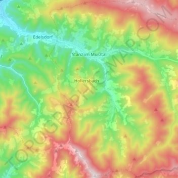Topografische Karte Stanz im Mürztal, Höhe, Relief