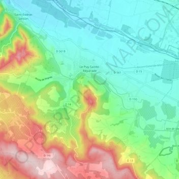 Topografische Karte Le Puy-Sainte-Réparade, Höhe, Relief