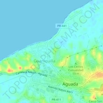 Topografische Karte Guaniquilla, Höhe, Relief
