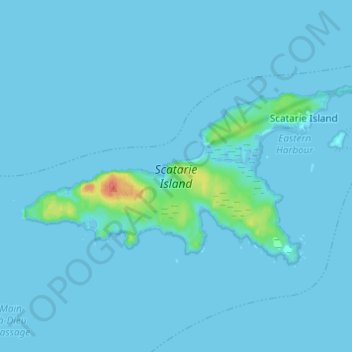 Topografische Karte Scatarie Island, Höhe, Relief