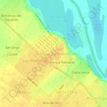 Topografische Karte Parque Sarmiento, Höhe, Relief