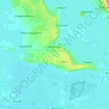 Topografische Karte Wedmore, Höhe, Relief