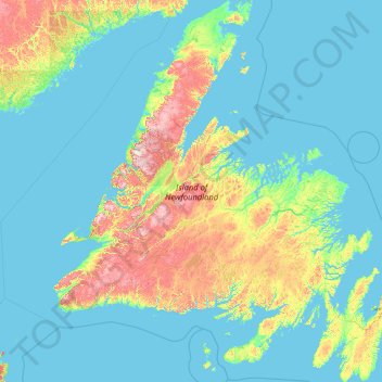 Topografische Karte Newfoundland, Höhe, Relief