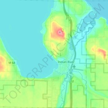Topografische Karte Indian River, Höhe, Relief