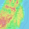 Topografische Karte Préfecture de Fukushima, Höhe, Relief