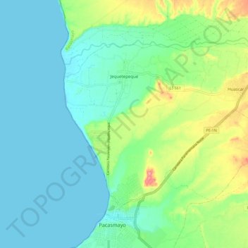 Topografische Karte Jequetepeque, Höhe, Relief