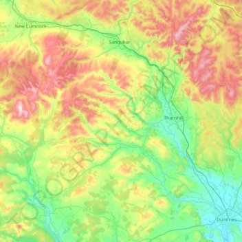 Topografische Karte River Nith, Höhe, Relief