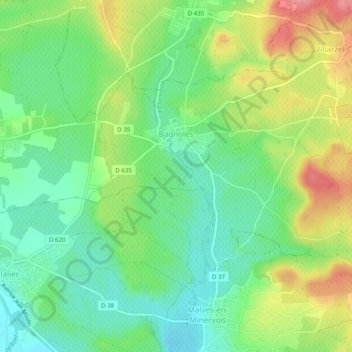 Topografische Karte Bagnoles, Höhe, Relief