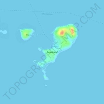 Topografische Karte Bayas Island, Höhe, Relief