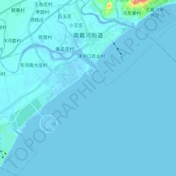 Topografische Karte 南戴河街道, Höhe, Relief