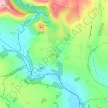 Topografische Karte Thorpe CP, Höhe, Relief