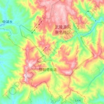 Topografische Karte 锣鼓塔街道, Höhe, Relief