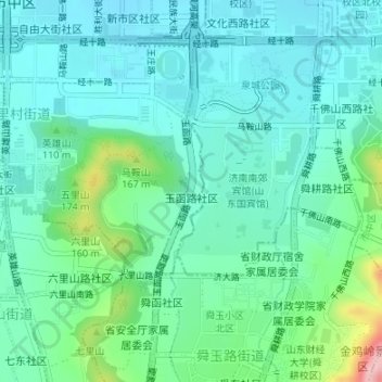 Topografische Karte 玉函路社区, Höhe, Relief