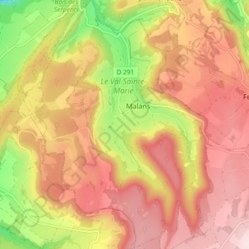 Topografische Karte Malans, Höhe, Relief