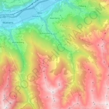 Topografische Karte Gemeinde Weerberg, Höhe, Relief