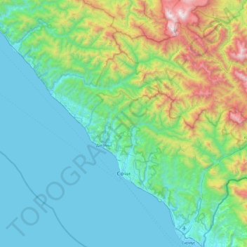 Topografische Karte Sotchi, Höhe, Relief