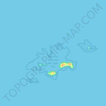 Topografische Karte Réserve naturelle des Sept-Îles, Höhe, Relief
