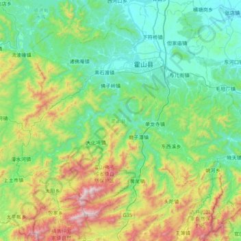 Topografische Karte 霍山县, Höhe, Relief