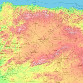 Topografische Karte Douro River, Höhe, Relief