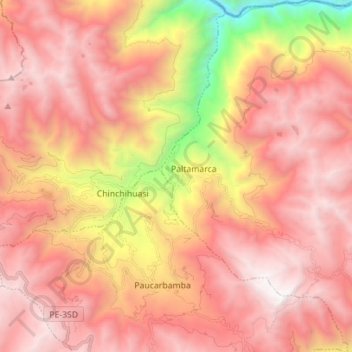 Topografische Karte Pachamarca, Höhe, Relief