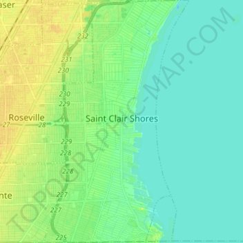Topografische Karte Saint Clair Shores, Höhe, Relief