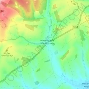 Topografische Karte Winterborne Whitechurch, Höhe, Relief
