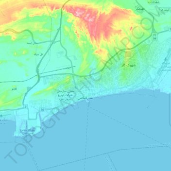 Topografische Karte Bandar Abbas, Höhe, Relief