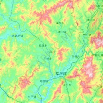 Topografische Karte 松溪县, Höhe, Relief