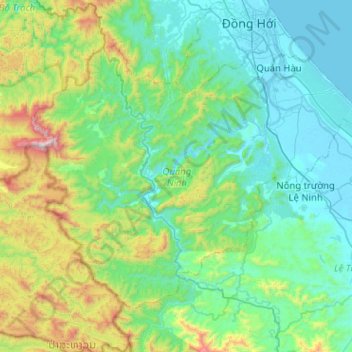 Topografische Karte Quảng Ninh District, Höhe, Relief