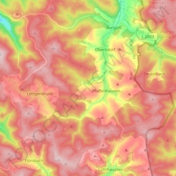 Topografische Karte Jossgrund, Höhe, Relief