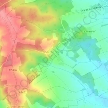Topografische Karte Sternenberg, Höhe, Relief