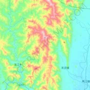 Topografische Karte 茶洞乡, Höhe, Relief