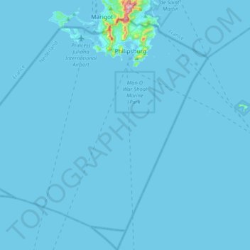 Topografische Karte Sint Maarten, Höhe, Relief