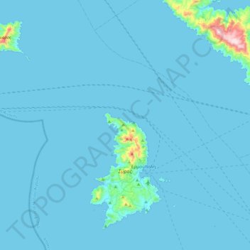 Topografische Karte Δήμος Σύρου-Ερμούπολης, Höhe, Relief