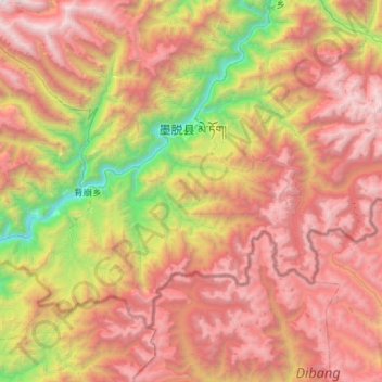 Topografische Karte 墨脱镇, Höhe, Relief