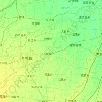 Topografische Karte 阜城县, Höhe, Relief